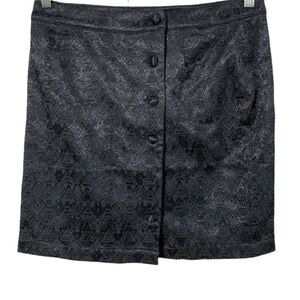 Evette & K jacquard button front black mini skirt